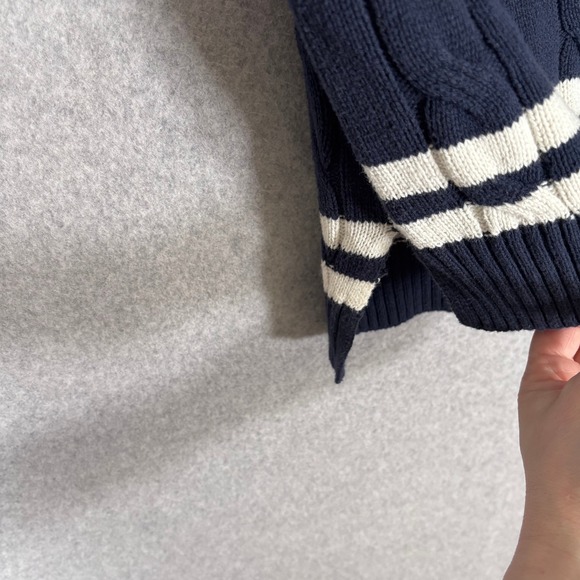 Jessica Simpson Cable Knit Sweater Vest Large Navy White Varsity Tennis Preppy - Picture 5 of 11